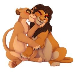 4_toes absurd_res blush bodily_fluids brown_mane claws digital_drawing_(artwork) digital_media_(artwork) disney duo face_lick feet felid feline female female/female feral finger_fuck fingering fur genital_fluids genitals hailberry hair hi_res highlights_(coloring) hindpaw kali_(reoroo) licking lion looking_at_another mammal mane one_eye_closed pantherine pawpads paws red_highlights smile tail the_lion_king toes tongue vaginal_penetration vitani_(the_lion_king) vulva