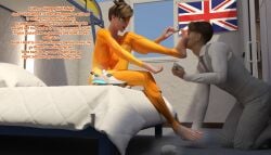 1boy 1girls 3d 3d_(artwork) activision australian_male belowfeet birthday blizzard_entertainment british_female caucasian caucasian_female cheating cheating_girlfriend commission cucked_lesbian deviantart english_text european european_female foot_fetish happy_birthday light-skinned_female light_skin netorare ntr overwatch overwatch_2 overwatch_league tan-skinned_male tan_body tan_skin tanned tanned_body tanned_male tanned_skin text tracer tracer_(overwatch_2_suit) zolester_(belowfeet)