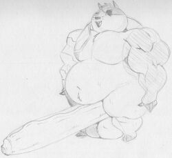 4_toes 5_fingers badger badgerclops balls belly big_penis cartoon_network chubby_male closed_eyes cybernetic_arm cybernetic_limb cybernetics cyborg eye_patch eyewear feet fingers foreskin genitals long_penis machine male mammal mao_mao:_heroes_of_pure_heart muscular muscular_male mustelid musteline navel open_mouth penis sbshouseofpancakes slightly_chubby smile solo solo_male toes tongue