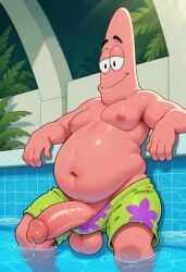1boy ai_generated anthro balls belly big_belly big_penis chubby chubby_male clothing echinoderm enormous_penis erection fat fat_belly fat_male genitals gigantic_penis green_shorts huge_cock humanoid_genitalia humanoid_penis indoor_pool indoors large_penis male male_nipples male_only marine mature mature_anthro mature_male nickelodeon nipples obese obese_anthro obese_male overweight overweight_anthro overweight_male patrick_star penis penis_out plant pool shorts sitting smiling solo solo_focus solo_male spongebob_squarepants starfish testicles thick_penis water window