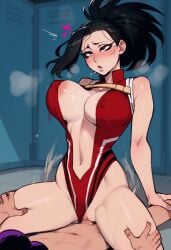 ai_generated big_breasts cowgirl_position dominant_male large_breasts locker_room mineta_minoru minoru_mineta momo_yaoyorozu my_hero_academia rough_sex size_difference submissive submissive_female yaoyorozu_momo yumerush