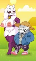 1boy 1girls belly big_breasts big_butt blush breasts butt clothing cow_girl farm farm_sans farmer farmtale female goat happy hat heart large_breasts male mature_female milf naked naked_female nipples nude nude_female pussy sans skeleton smaller_male thick_thighs thighs toriel vagina walking