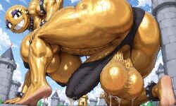 ai_generated bulge cum futanari futasoles gold_chain_chomp mario_(series) nintendo