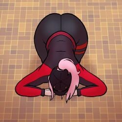 1girls begging begging_pose black_pants black_sweater bowing bowing_before_viewer bowing_down clothed diddlesdoodles female hololive hololive_english hololive_myth mori_calliope pawg pink_hair pov red_sweater thick_ass thick_thighs vtuber white_girl white_skin