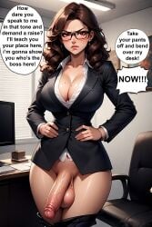 1futa ai_generated angry angry_expression angry_face asserting_dominance assertive assertive_futa big_balls big_breasts big_cock big_dick big_penis big_testicles black_clothes black_clothing blush blush blushing_futa boss bottomless bottomless_futa brown_eyes brown_hair cleavage closed_mouth collarbone computer computer_monitor curly_hair desk desktop dominant dominant_futa dominant_futanari domination flaccid flaccid_penis futa_focus futa_only futadom futanari giving_orders hands_on_waist hanging_balls hanging_penis hourglass_figure hourglass_figured_futa hung_futa imminent_anal imminent_penetration imminent_sex implied_anal implied_penetration implied_sex light-skinned_futa light-skinned_futanari light_skin long_hair looking_at_viewer mole mole_on_breast moles mouth_closed office office_chair office_clothing office_desk pants_around_thighs pants_down serious serious_face serious_look slim_waist solo solo_focus solo_futa speech_bubble standing standing_position suit suit_jacket talking_to_viewer vein veins veins_on_dick veiny veiny_penis white_shirt wide_hips window
