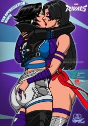 2girls ass_grab black_hair kaywest kissing light-skinned_female luna_snow luna_snow_(marvel_rivals) marvel marvel_comics marvel_rivals medium_breasts multiple_girls psylocke psylocke_(marvel_rivals) yuri