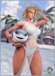 beach emma_frost emma_frost_(marvel_rivals) jeff_the_land_shark marvel marvel_rivals pinup slymyguy solo_female swimsuit tagme