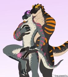 abs anthro balls dinosaur duo father father_and_child father_and_son genitals hi_res humanoid_genitalia humanoid_penis incest male male/male muscular nude parent parent_and_child parent_and_son penis piercing prehistoric_species reptile scalie size_difference son spelunker_sal tail theropod tyrannosaurid tyrannosauroid tyrannosaurus tyrannosaurus_rex