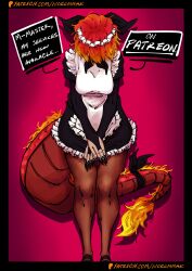 dragon_girl embarrassed maid maid_outfit maid_uniform n0remak tomboy ziifa_(n0remak)