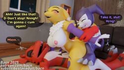 16:9 2025 3d_(artwork) 4k absurd_res anal anal_sex anthro areola arm_pull bacn bandai_namco big_breasts bodily_fluids breasts canid canine claws clothing cowgirl_position cum detailed_background dialogue digimon digimon_(species) digital_media_(artwork) double_penetration english_text female fox from_behind_position from_front_position genital_fluids gloves group group_nudity group_sex guilmon guilmon_(bacn) handwear happy happy_sex hi_res huge_breasts imp impmon impmon_(bacn) licking male male/female male_penetrating mammal markings nipples nude on_bottom on_ground on_top open_mouth penetration penile penile_penetration prison_guard_position red_body renamon renamon_(bacn) scalie sex size_difference smile tail teeth text threesome tongue tongue_out trio vaginal_penetration vaginal_penetration white_body widescreen yellow_body