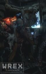 3d after_anal alien_boy alien_girl anal ass cum cum_in_ass cum_in_pussy cum_inside female female_turian gangbang gaping gaping_anus krogan male mass_effect multiple_boys pussy straight turian