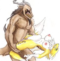 anthro big_breasts breasts canine cum cum_inside demon digimon dramon feline forced fox fur furry mammal pain penetration rape renamon stomach_bulge vaginal_penetration