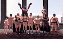 1girls 3d 6+boys 9boys armbands arms_up balaclava bandolier belt body_hair bodysuit boots cap chest_hair clothing completely_nude completely_nude_female crossed_arms dark-skinned_male demoman demoman_(team_fortress_2) dildo dog_tags engineer engineer_(team_fortress_2) erection eye_patch eyewear facial_hair female fingerless_gloves flaccid footwear garry's_mod gas_mask genitals glasses gloves goggles grenades handwear hard_hat harness hat headset heavy_(team_fortress_2) heavy_weapons_guy helmet holding_hands human human_female human_male human_only lineup male medic medic_(team_fortress_2) multiple_boys naked_footwear nude nude_female penis penis_size_difference pyro pyro_(team_fortress_2) rebbacus scars scout scout's_mother scout_(team_fortress_2) sniper sniper_(team_fortress_2) sock_garters socks_and_shoes soldier soldier_(team_fortress_2) spy spy_(team_fortress_2) team_fortress_2 thigh_strap tinted_eyewear unknown_gender utility_belt watch_cap wristwatch