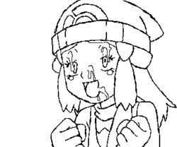 animated bloggerman clothed_female dawn_(pokemon) facial human human_only monochrome nintendo pokemon pokemon_dppt sketch