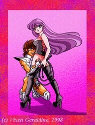 1girls athena_(saint_seiya) breasts female goddess long_hair pegasus_seiya purple_hair saint_seiya saori_kido shounen_jump tagme