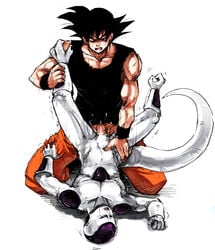 1cuntboy 2boys alien black_hair cum cuntboy dragon_ball dragon_ball_z freeza frieza intersex male sex son_goku straight_hair tail