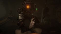 3d animated armor big_sister big_sister_(bioshock) bioshock bioshock_2 clothing female handjob human looking_at_viewer male manual no_sound sex straight tagme video white-crow