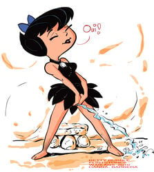 2010 betty_rubble female female_only hanna-barbera human peeing solo the_flintstones urine what worthy_means