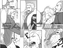 2boys anal anal_sex average_sized_penis blank_speech_bubble bottomless censor_bar censored cigarette cigarette_in_mouth comic comic_preview cowgirl_position erect_nipples erection exposed_nipples eyes_closed facial_hair fuck_and_lick gay giving_head going_down_on gyakuten_saiban handjob holding_penis imminent_orgasm japanese_text licking_penis male male_only monochrome motion_lines mouth_open multiple_boys multiple_penises open_jacket oral oral_sex orgasm_face pants_open penis pointless_censoring riding_penis sex shi-long_lang sideburns sitting_on_penis stroking_cock sweatdrops tongue_out tyrell_badd veiny_penis watermark