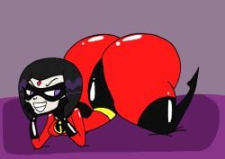 1girls ass big_ass big_butt bottom_heavy cosplay da-fuze dc dc_comics disney female female_only huge_ass hyper_ass large_ass pixar presenting_hindquarters rachel_roth raven_(dc) straight_hair superheroine teen_titans teen_titans_go the_incredibles thick_thighs violet_parr_(cosplay)