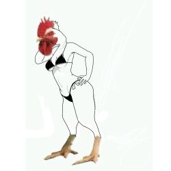 anthro bikini bizarre chicken edit edited funny tagme white_background