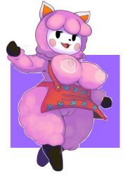 1girls 2022 alpaca animal_crossing animal_crossing_new_leaf animal_ears anthro anthro_only apron apron_only areolae big_breasts black_eyes black_nose blush_stickers breasts breasts_out camelid darky03 exposed_breasts eyelashes female female_anthro female_only front_view fur furry furry_only genitals hips huge_breasts ineffective_clothing looking_at_viewer mammal mostly_nude naked naked_apron nintendo nipples no_humans nude nude_female open_mouth open_smile pink_body pink_fur purple_background pussy reese_(animal_crossing) rosy_cheeks simple_background smile solo solo_female thick_thighs thighs tongue video_games white_background wide_hips