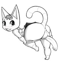 animal_crossing anthro domestic_cat felid feline felis foreskin genitals male mammal nintendo penis presenting shojiku solo video_games