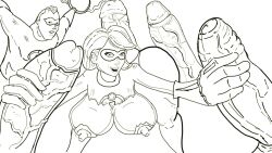 ass bondage disney elastigirl female helen_parr huge_ass large_ass line_art male monochrome mr._incredible netorare nipples pixar robert_parr rough_sketch sketch smooth_skin superhero superheroine the_incredibles vicetoons