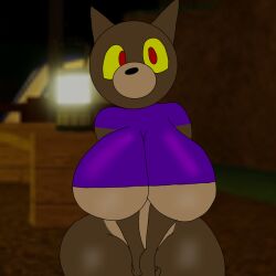 1girls anthro bottomless breasts brown_fur clothed clothing dog dog_ears doggy_(piggy) equivalent_piece2498 female female_only furry looking_at_viewer no_panties no_visible_genitalia piggy_(game) purple_clothing red_eyes roblox roblox_game rule_63 shirt solo thick_thighs yellow_eyes