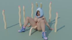 3d blender blue_eyes breasts bunny_ears bunnysuit female fortnite fortnite:_save_the_world hair hood miss_bunny_penny_(fortnite) nipples penis penny_(fortnite) shoes tentacle thick_thighs vagina