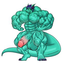 dragon genitals hi_res hyper_balls hyper_muscles hyper_penis hyper_tail leiz_veled male penis rio_deyez solo wingless_dragon