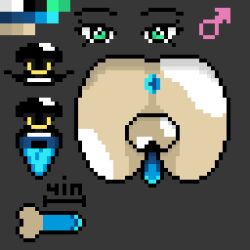 1:1 anthro anus ass backsack balls bovid bovine buttercup_(thefurry27) digital_media_(artwork) erection facial_piercing foreskin genitals girly low_res male male_only mammal model_sheet narrowed_eyes nose_piercing nose_ring penis piercing pixel_art rear_view smile solo solo_male thefurry27 tongue tongue_out