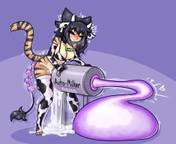 1futa anal_beads anal_insertion anthro artificial_vagina big_breasts black_hair bottomless breasts breeding_mount brown_fur clothed clothing condom condom_filling cow_ears cow_print cum cum_milking cum_overflow ejaculation fake_animal_ears feline fleshlight fully_clothed furry futa_only futanari horns julia_(apizzatrash) limebreaker masturbation mostly_nude orgasm original penis_milking penis_milking_machine sex_machine sex_toy solo solo_futa thick_thighs thighhighs tiger wide_hips