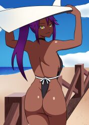 ass beach bleach butt female melanin outdoors outside sealllll shihouin_yoruichi sideboob solo surfboard