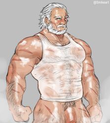 balls bara gay male male_only muscles muscular overwatch penis reinhardt smikeart solo solo_male