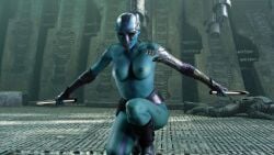 1girls 3d actress alien alien_girl angry_face artist_request athletic_female bald bald_female balls battle blue-skinned_female blue_body blue_skin boobs boots celebrity cyborg dildo female female_only guardians_of_the_galaxy guardians_of_the_galaxy_(2014) karen_gillan kneeling luphomoid marvel marvel_cinematic_universe medium_breasts metal_arm nebula_(marvel) nude nude_female solo solo_female topless villain warrior weapon