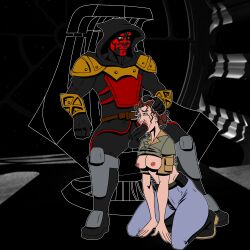 captured chris_bryer clothed_rape crying crying_with_eyes_open defeated disheveled forced_exposure forced_oral light_saber oc oral princess_leia_organa rape sith star_wars zabrak