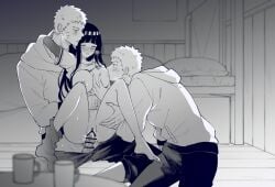 1girls 2boys big_breasts breast_grab breasts breasts_out clone clothed_sex couple cowgirl_position hyuuga_hinata kumo_(artist) male/male/female mmf mmf_threesome multiple_boys naruto naruto:_the_last naruto_(series) naruto_shippuden reverse_cowgirl_position spread_legs sucking_nipples threesome uzumaki_naruto vaginal_penetration