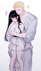 1boy 1boy1girl 1male black_hair blonde_hair blush breasts breasts_out couple embarrassed finger_fuck fingering fingering_partner grabbing grabbing_own_breast hyuuga_hinata kumo_(artist) long_hair male/female moaning naruto naruto_(series) naruto_shippuden panties panties_down short_hair shy standing standing_sex uzumaki_naruto wholesome yukata