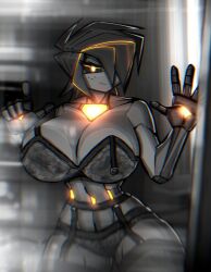 1girls 2020s 2022 against_glass albry_(zzzhodazzz) big_breasts black_hair breasts breasts_against_glass female female_focus female_only huge_breasts large_breasts lingerie robot robot_girl robot_humanoid tagme zzzhodazzz