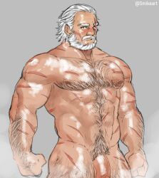 balls bara gay male male_only muscles muscular overwatch penis reinhardt smikeart solo solo_male