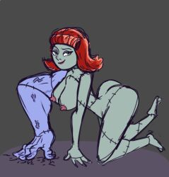 1girls all_fours arched_back big_ass big_breasts completely_nude completely_nude_female female female_only frankenlady full_body hotel_transylvania naked naked_female nude nude_female on_knees red_hair seductive skinny_dipping solo solo_female stitched strongarm