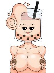 1girls absurd_res absurdres big_breasts boba_(slap_battles) boba_tea breast_grab breasts bubbles female hi_res highres roblox roblox_game rule_63 slap_battles straw tagme tongue_out white_background