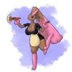 1girls black_sclera breasts bunny_ears bunny_girl female_only flashpoint_gear_(artist) furry housewife huge_breasts lopunny mature_female milf pink_fur pokémon_(species) pokemon pokemon_(species) rabbit shiny_pokemon