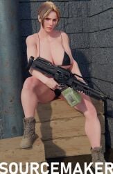 1girls 3d blender breasts female female_only gun holding_weapon iq_(rainbow_six) looking_at_viewer rainbow_six rainbow_six_siege solo sourcemaker tagme