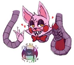 cum drooling five_nights_at_freddy&#039;s flesh_of_my_flesh foxy_(fnaf) handjob mangle_(fnaf) penis precum sharp_teeth smiling withered_foxy