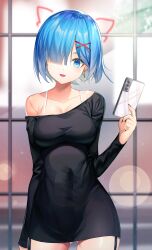 1futa artist_request bare_shoulders big_breasts big_penis breasts bulge clothed clothing erection erection_under_clothes fully_clothed futa_only futanari human intersex light-skinned_futa light_skin penis phone re:zero_kara_hajimeru_isekai_seikatsu rem_(re:zero) short_hair solo source_request standing third-party_edit