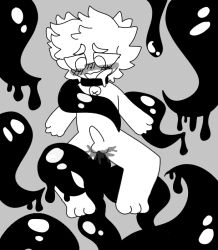 bell_collar black_and_white blush erection katzgreed male male_only non-con tentacle