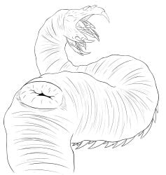 absurd_res alien alien_only animal_genitalia anus big_anus drawn dune female genitals hi_res justwhite macro monster open_mouth puffy_anus sandworm sharp_teeth solo teeth worm