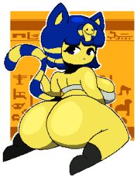 2022 animal_crossing ankha ass big_ass breasts female female_only nintendo nub_feet pixel_art thick_thighs thighs windreg